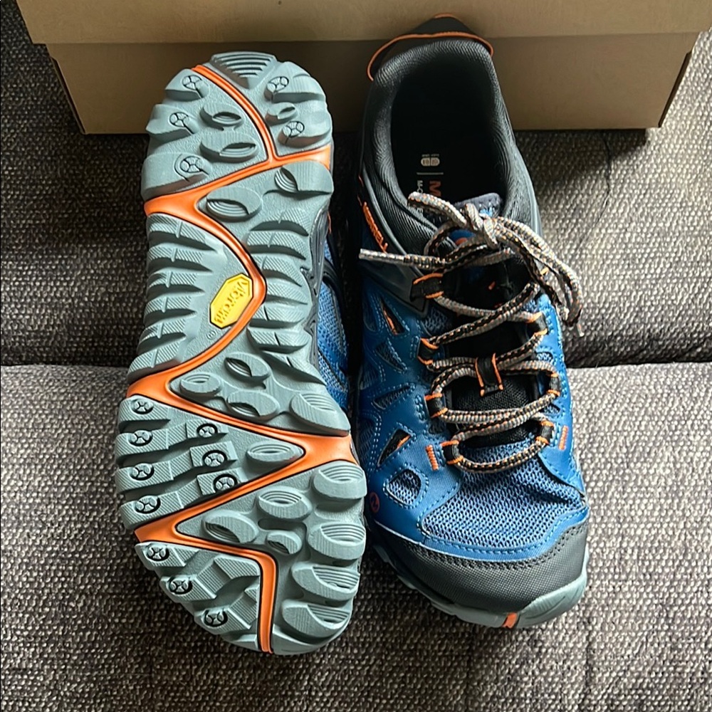 Merrell Blue and Orange Athletic Shoes with Aggressive Sole